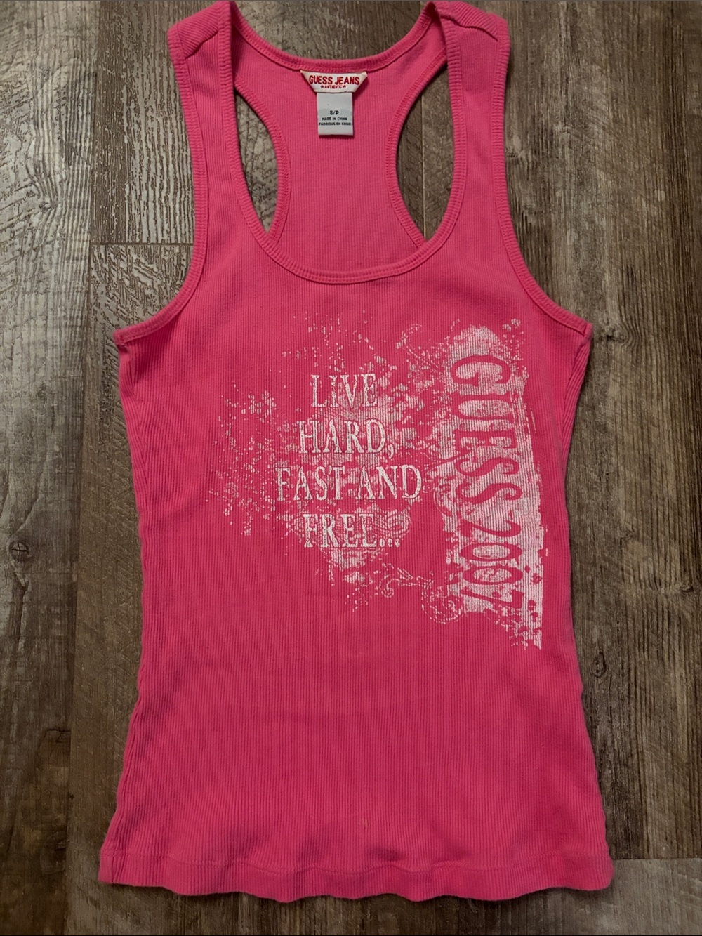 Guess hot pink tank top
